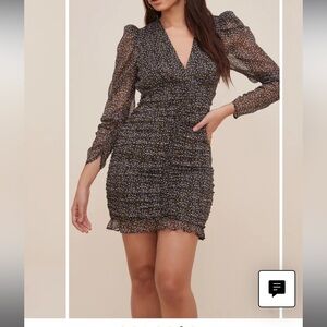 ASTR the Label Ruched Long Sleeve Mini Dress - Small